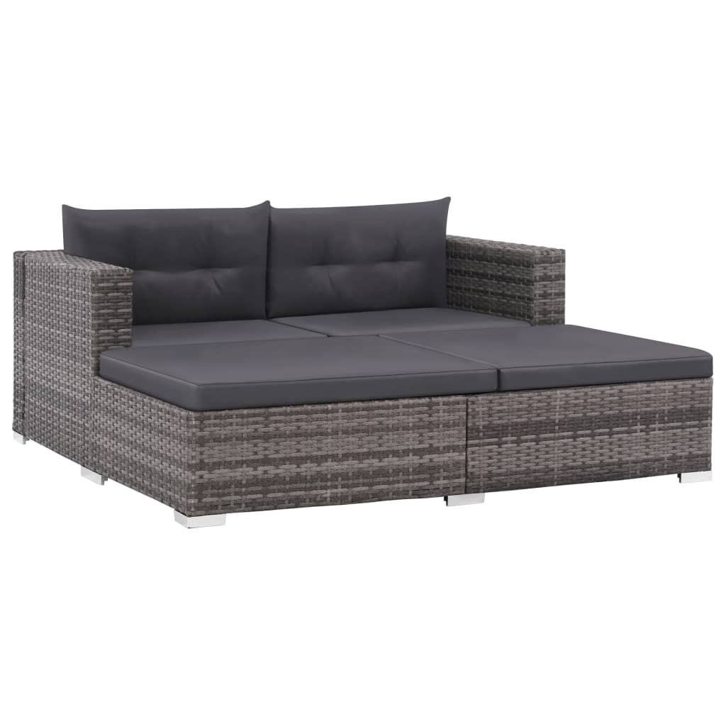 -Delige Loungeset Met Kussens Poly Rattan