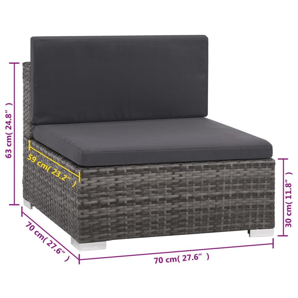 8-Delige Loungeset Met Kussens Poly Rattan Grijs