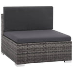 6-Delige Loungeset Met Kussens Poly Rattan Grijs