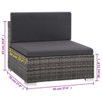 6-Delige Loungeset Met Kussens Poly Rattan Grijs