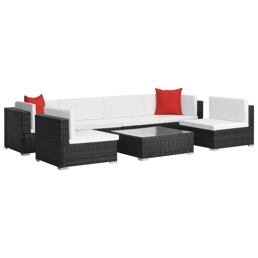 -Delige Loungeset Met Kussens Poly Rattan