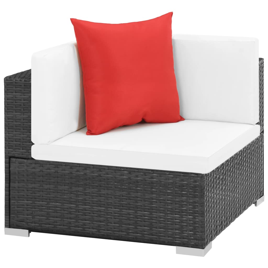 -Delige Loungeset Met Kussens Poly Rattan