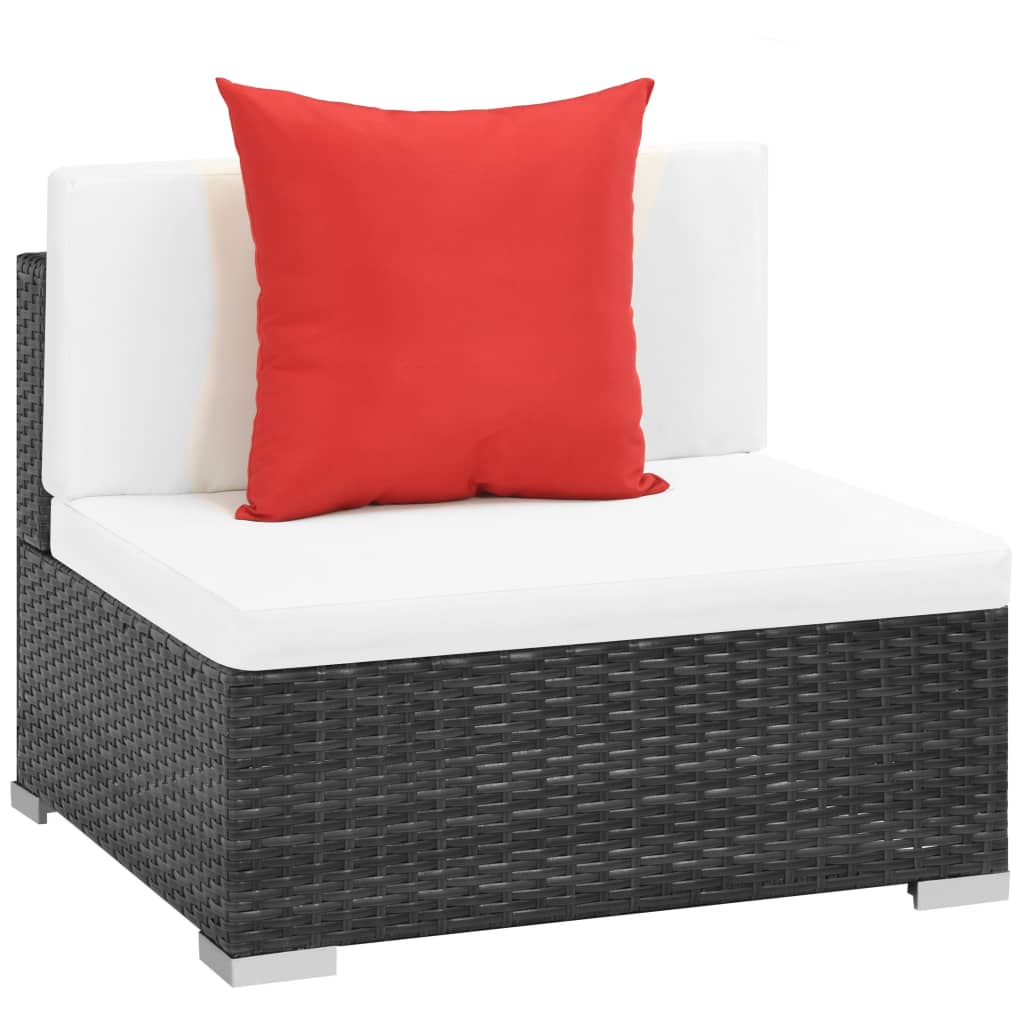 -Delige Loungeset Met Kussens Poly Rattan