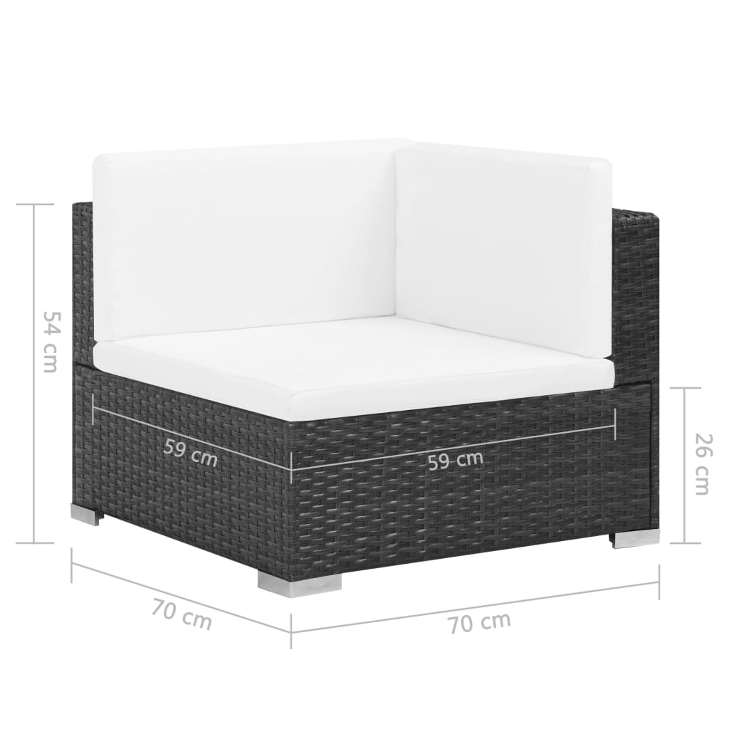 -Delige Loungeset Met Kussens Poly Rattan