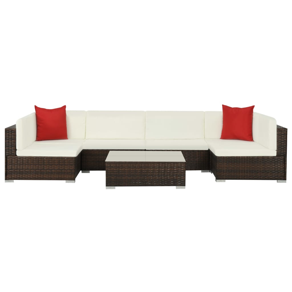 -Delige Loungeset Met Kussens Poly Rattan