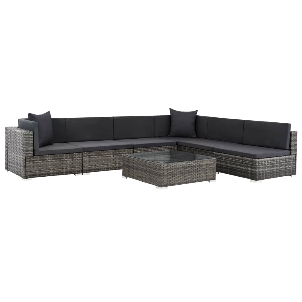 -Delige Loungeset Met Kussens Poly Rattan