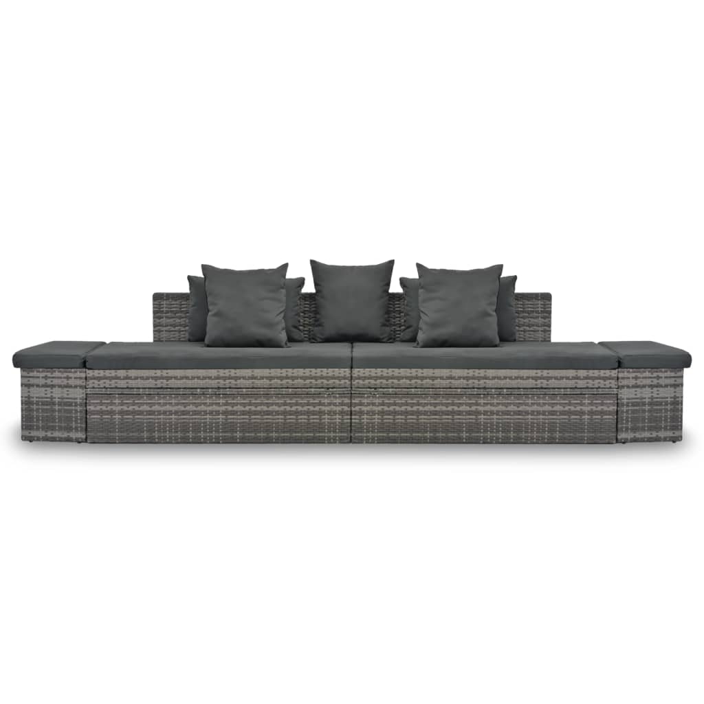 4-Delige Loungeset Met Kussens Poly Rattan Grijs