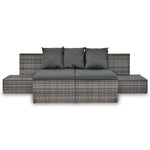 4-Delige Loungeset Met Kussens Poly Rattan Grijs