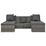 4-Delige Loungeset Met Kussens Poly Rattan Grijs