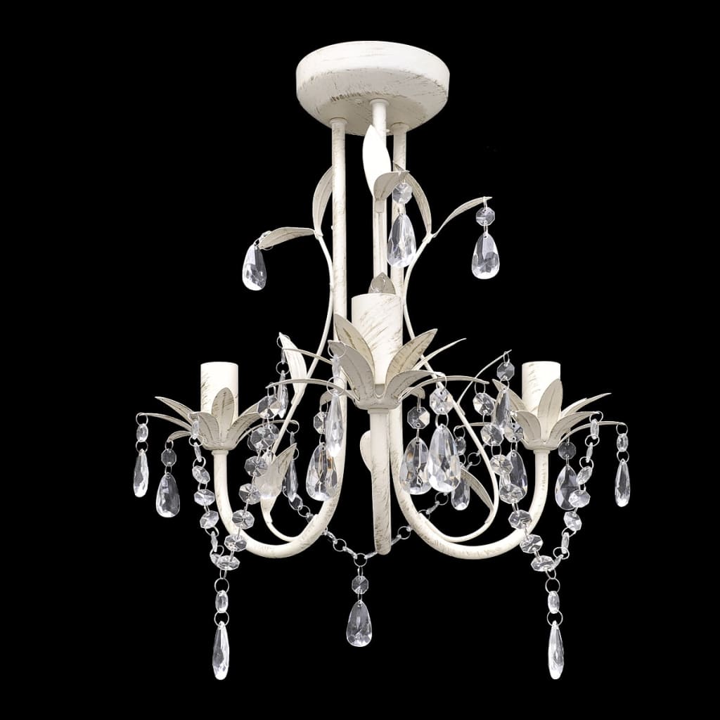 Kristallen Kroonluchter Met Wit Elegant Design (3 Lampen)