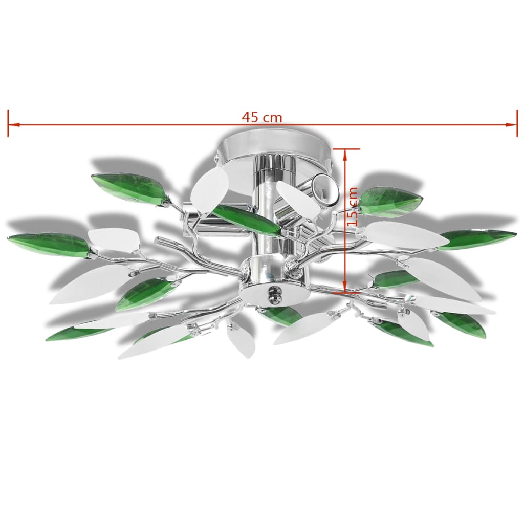 Plafondlamp Witte En E Acryl Kristal Bladeren 3Xe14 Groen