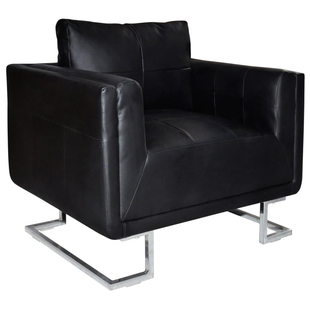 Fauteuil Met Verchroomde Poten Kubus Kunstleer