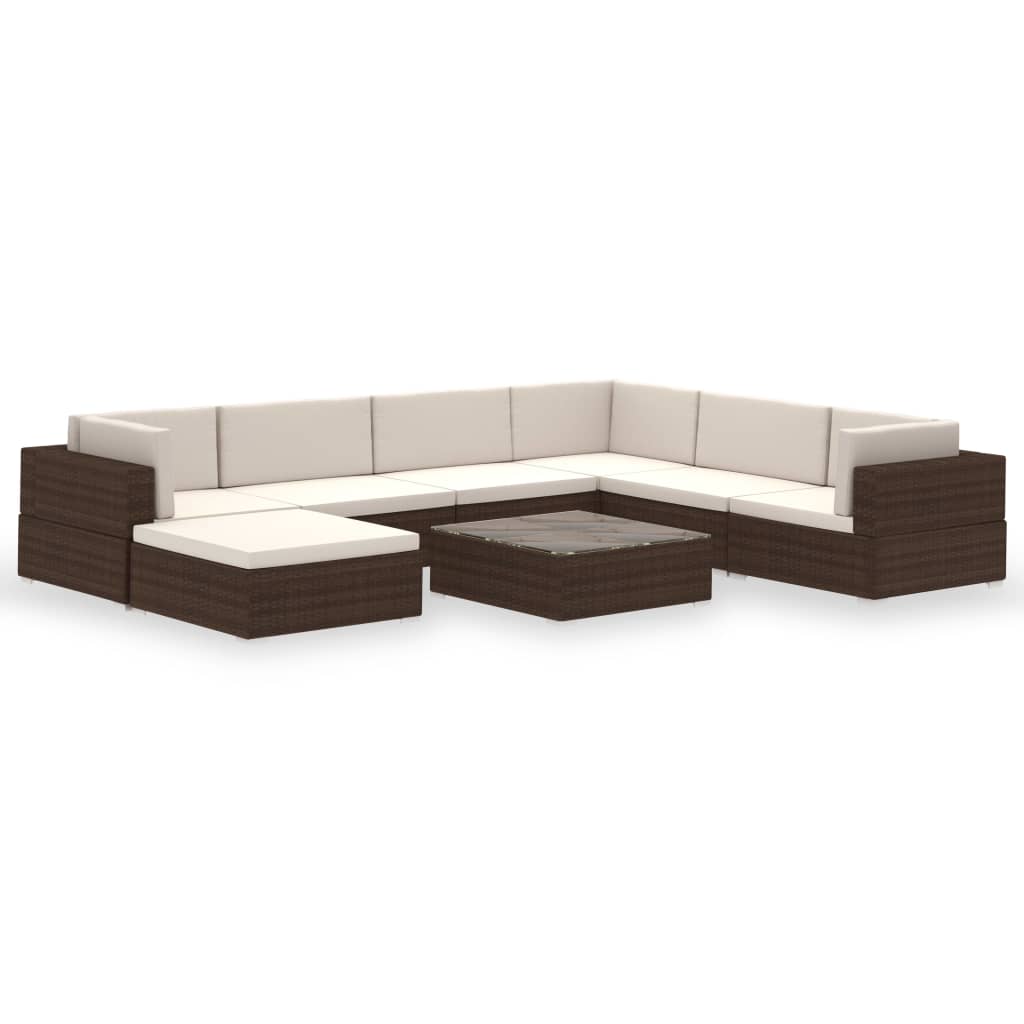 -Delige Loungeset Met Kussens Poly Rattan