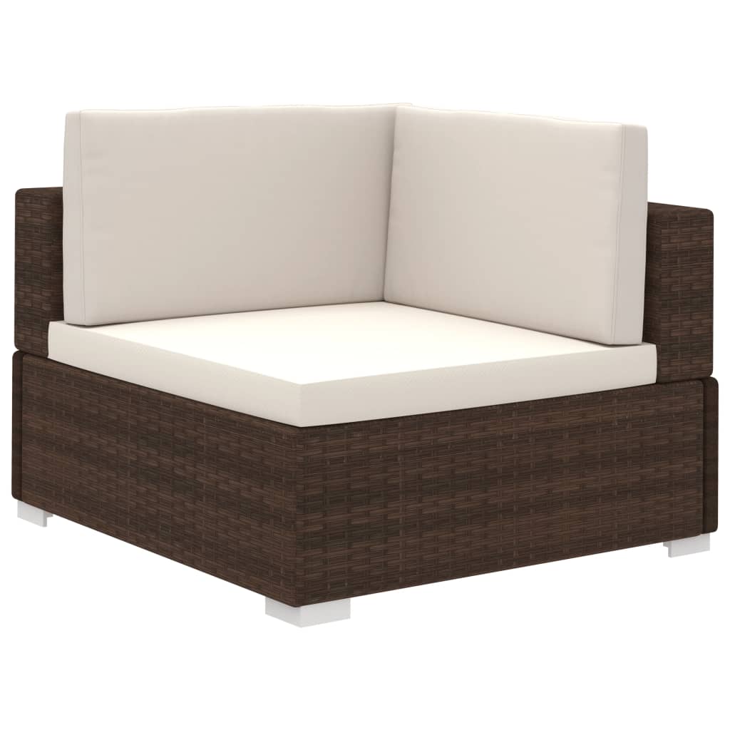 -Delige Loungeset Met Kussens Poly Rattan