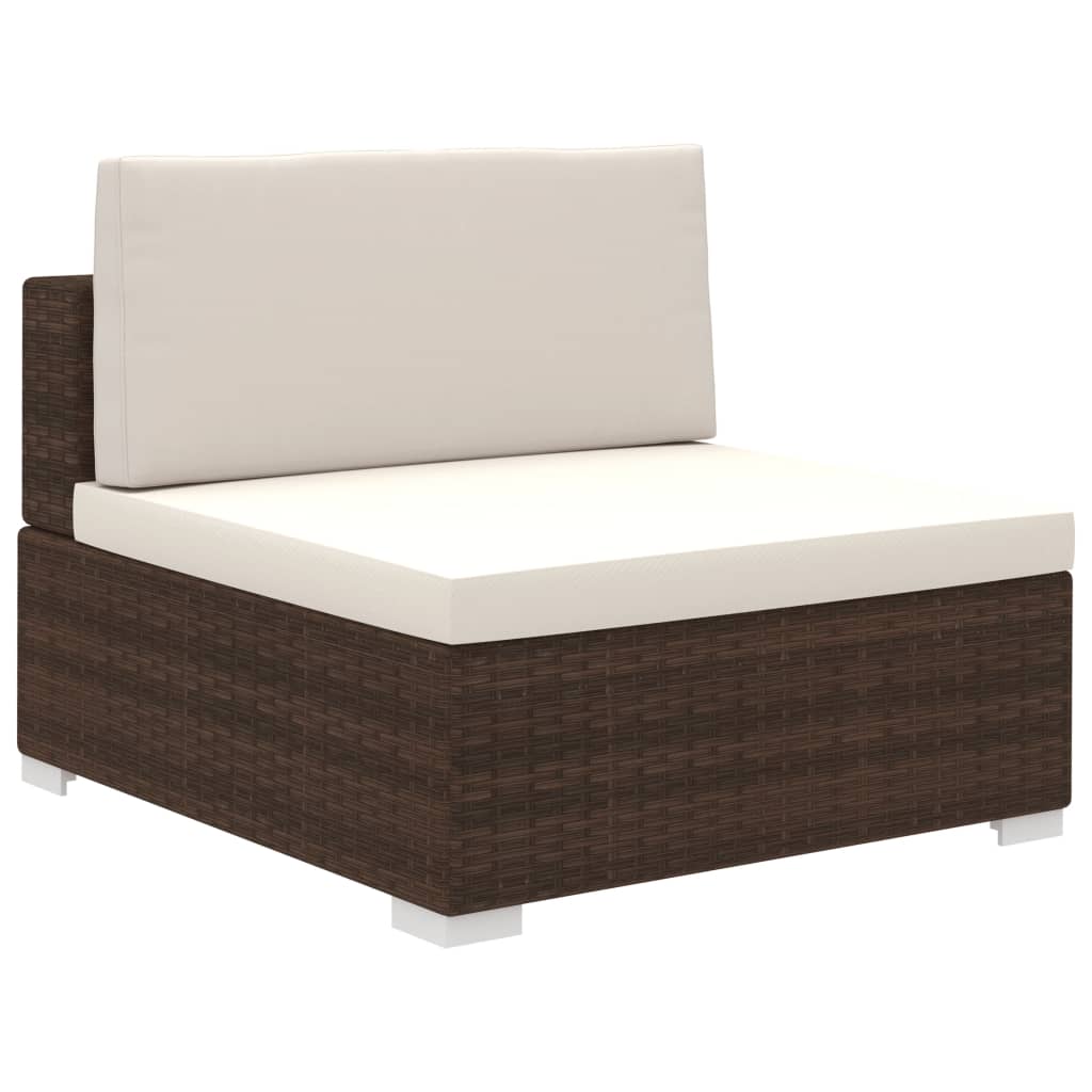 -Delige Loungeset Met Kussens Poly Rattan