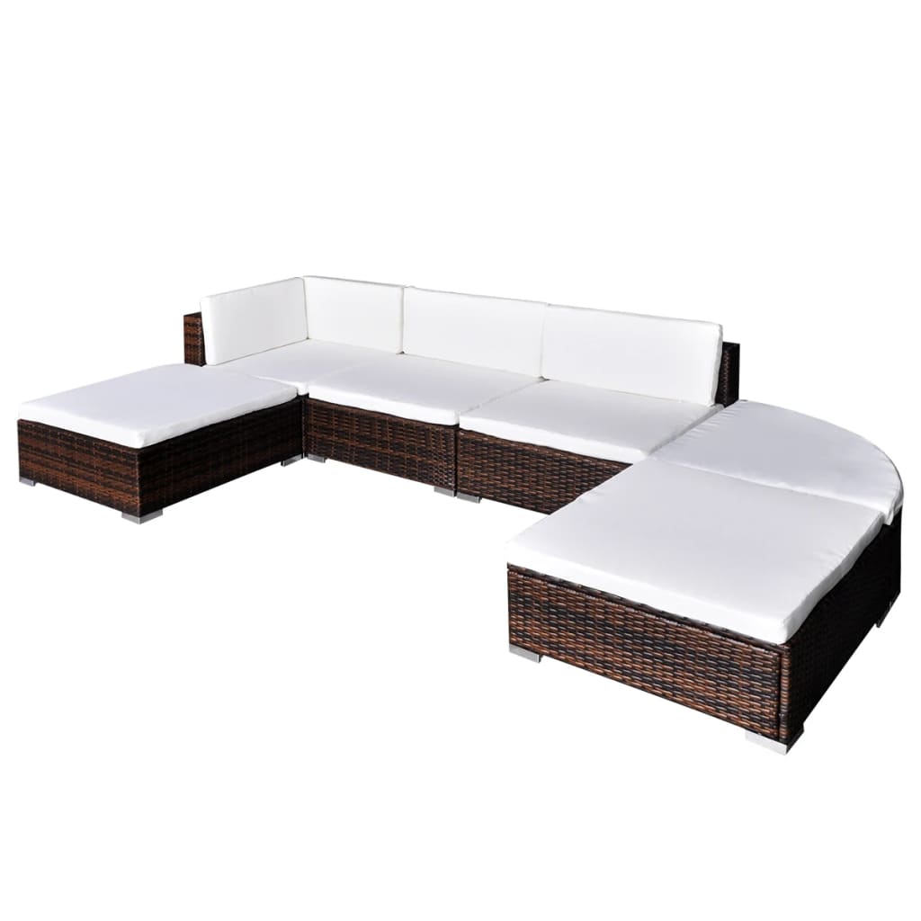 -Delige Loungeset Met Kussens Poly Rattan