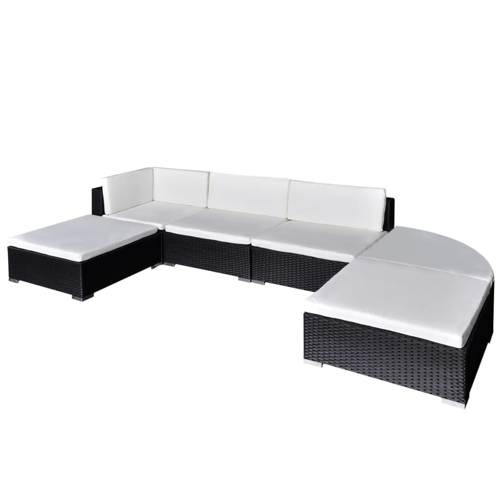 -Delige Loungeset Met Kussens Poly Rattan