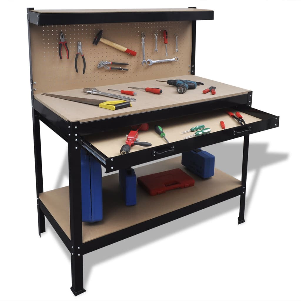 Werkbank Met Ophangbord En Lade Terracotta