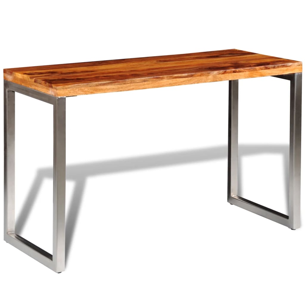 Eettafel/Bureau Met Stalen Poten Massief Hout