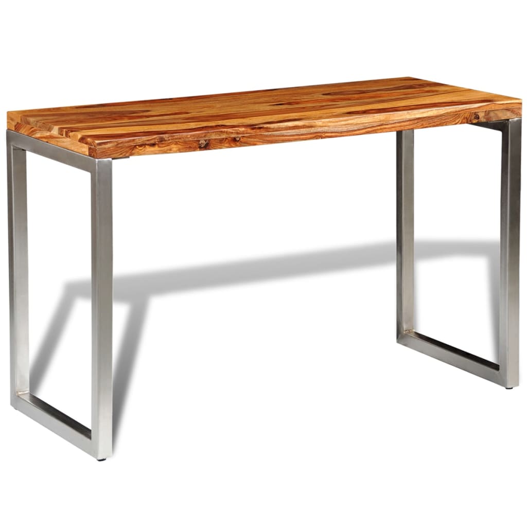 Eettafel/Bureau Met Stalen Poten Massief Hout