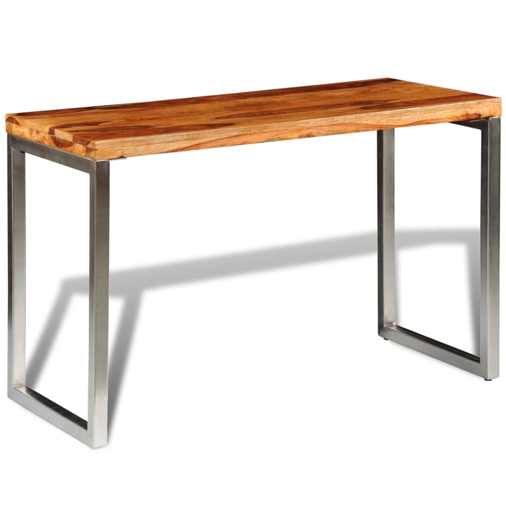 Eettafel/Bureau Met Stalen Poten Massief Hout