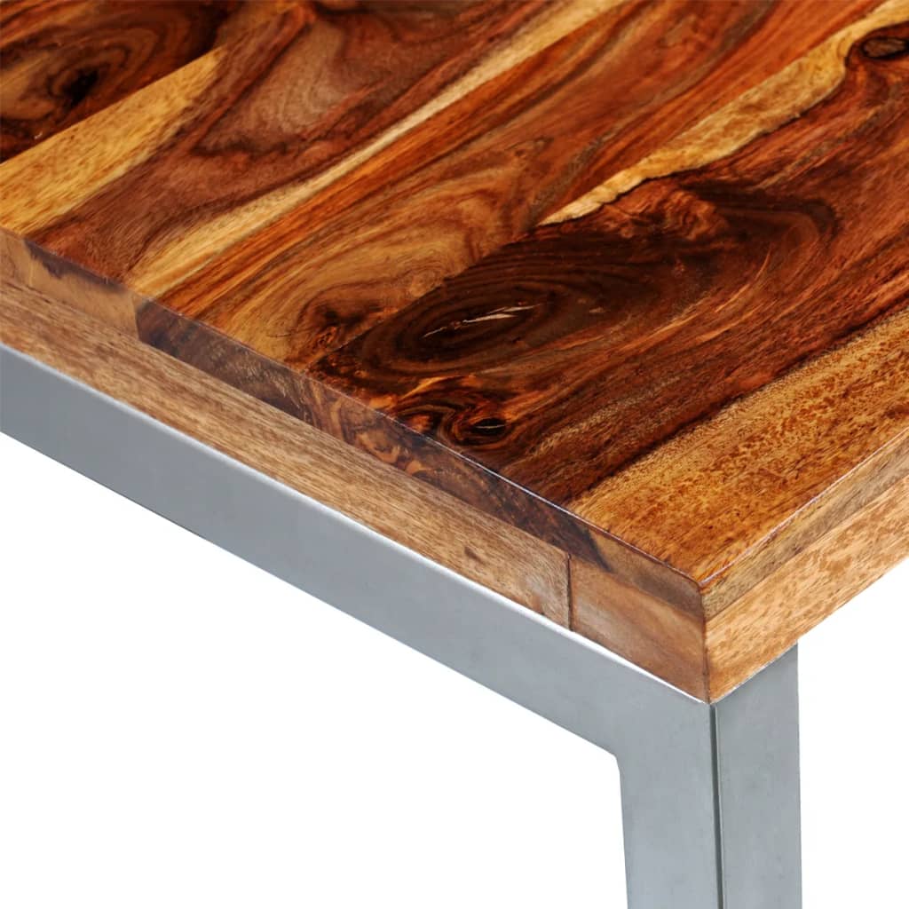 Eettafel/Bureau Met Stalen Poten Massief Hout