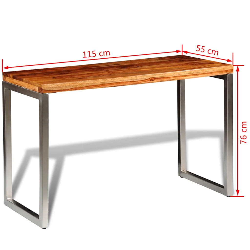 Eettafel/Bureau Met Stalen Poten Massief Hout