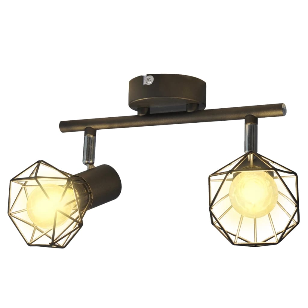 Plafondlamp Met 2 Led's Industriële Stijl Zwart