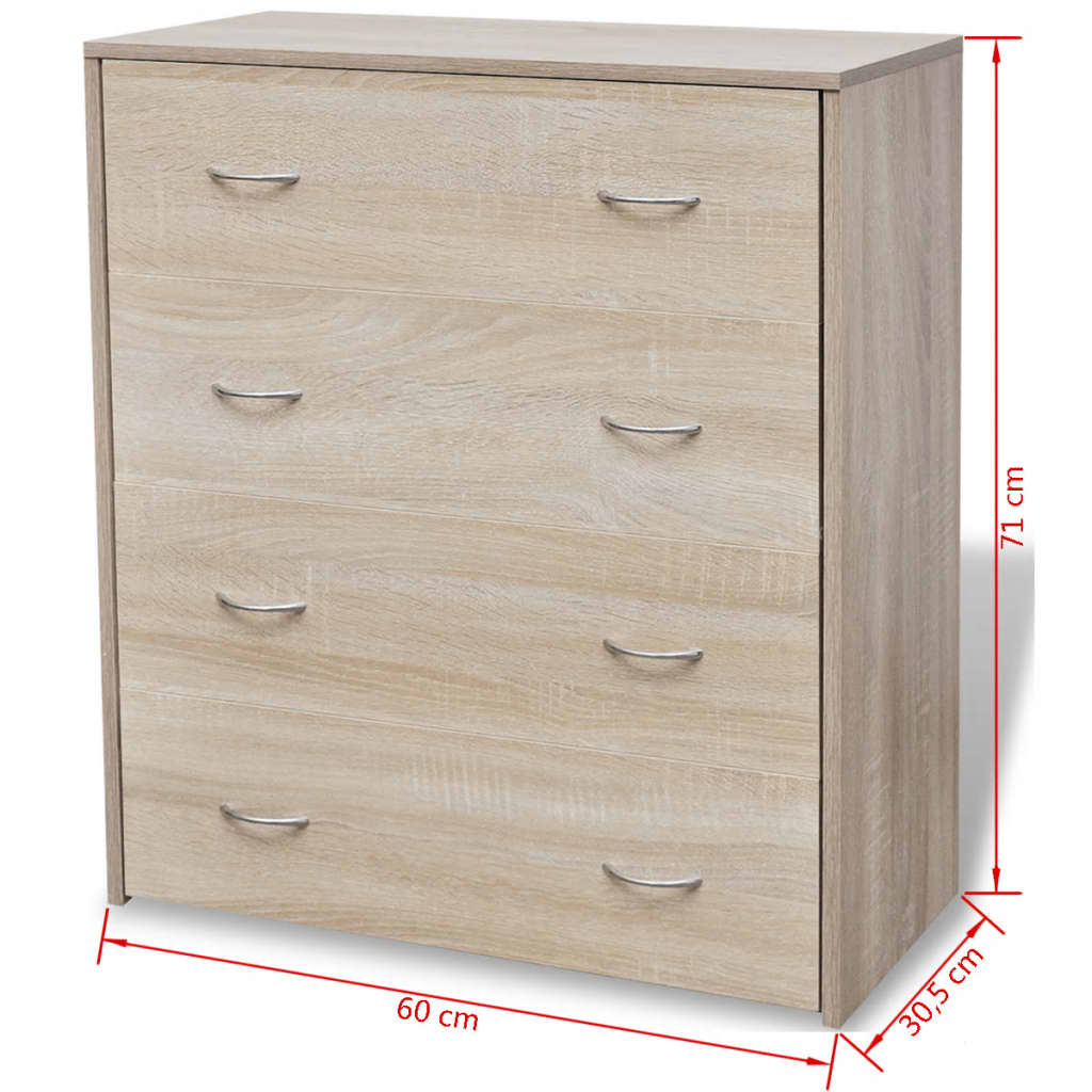 Dressoir Met 4 Lades 60X30,5X71 Cm Kleur