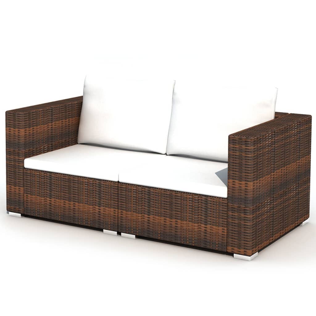 -Delige Loungeset Met Kussens Poly Rattan