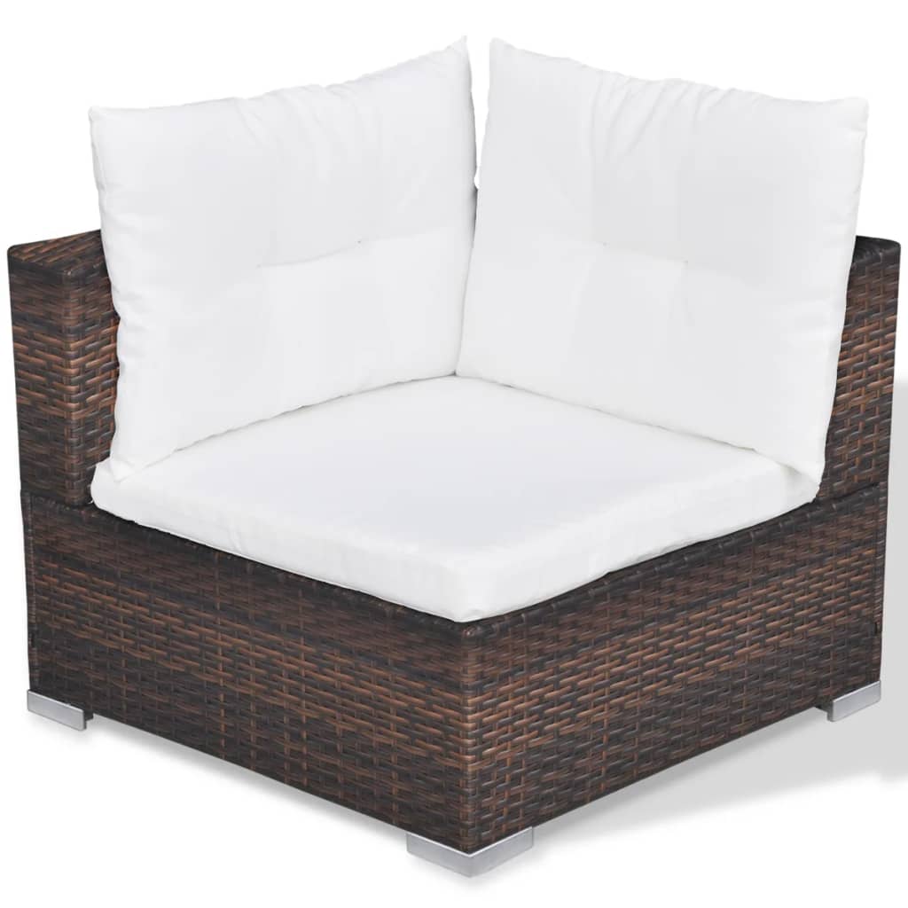 -Delige Loungeset Met Kussens Poly Rattan