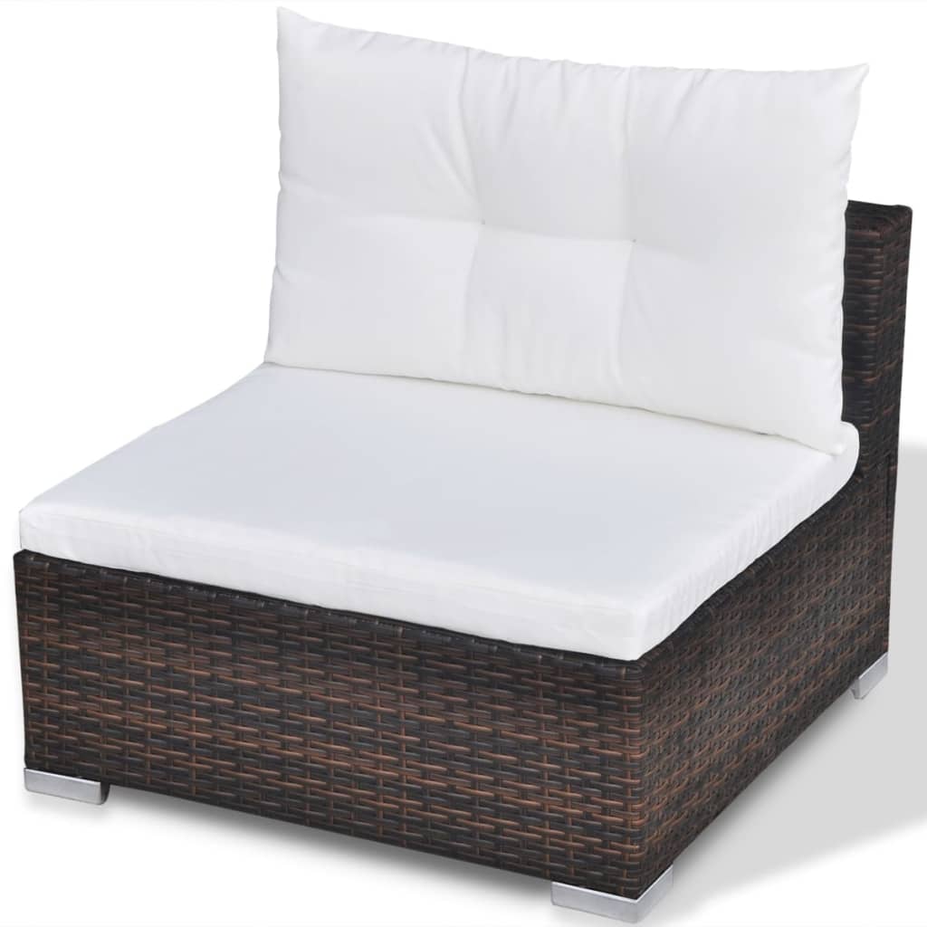 -Delige Loungeset Met Kussens Poly Rattan