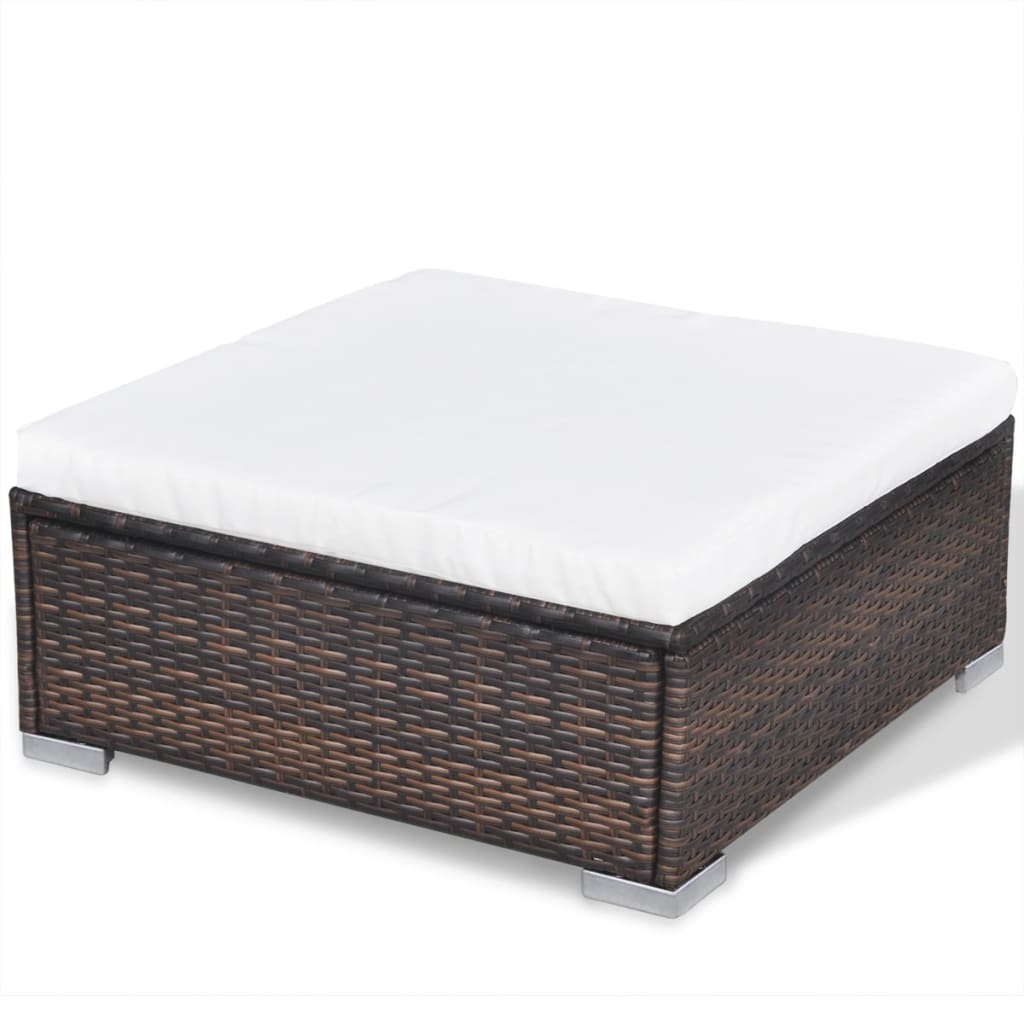 -Delige Loungeset Met Kussens Poly Rattan