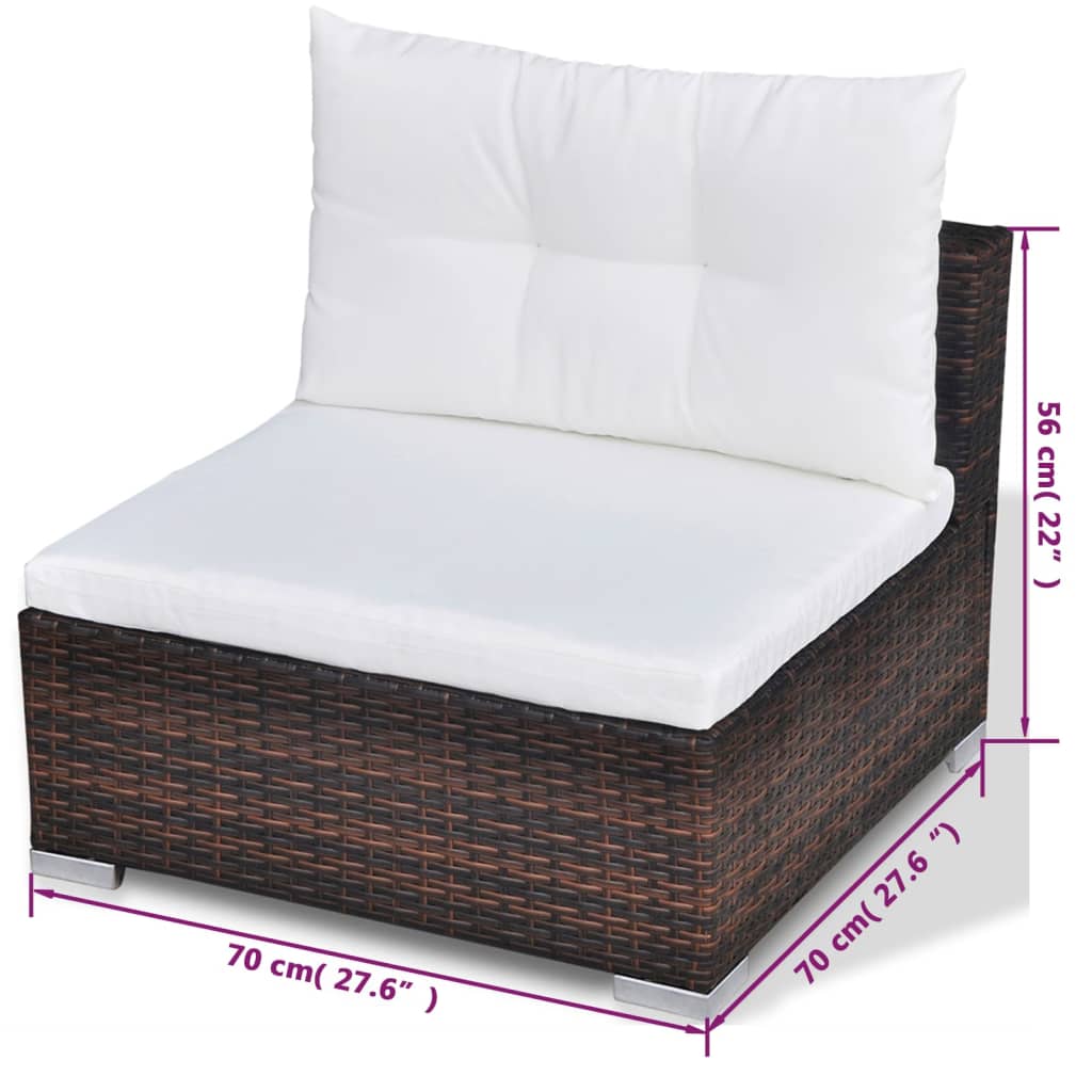 -Delige Loungeset Met Kussens Poly Rattan