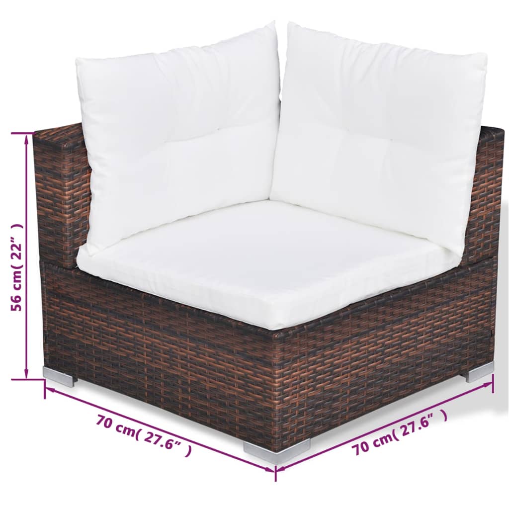 -Delige Loungeset Met Kussens Poly Rattan