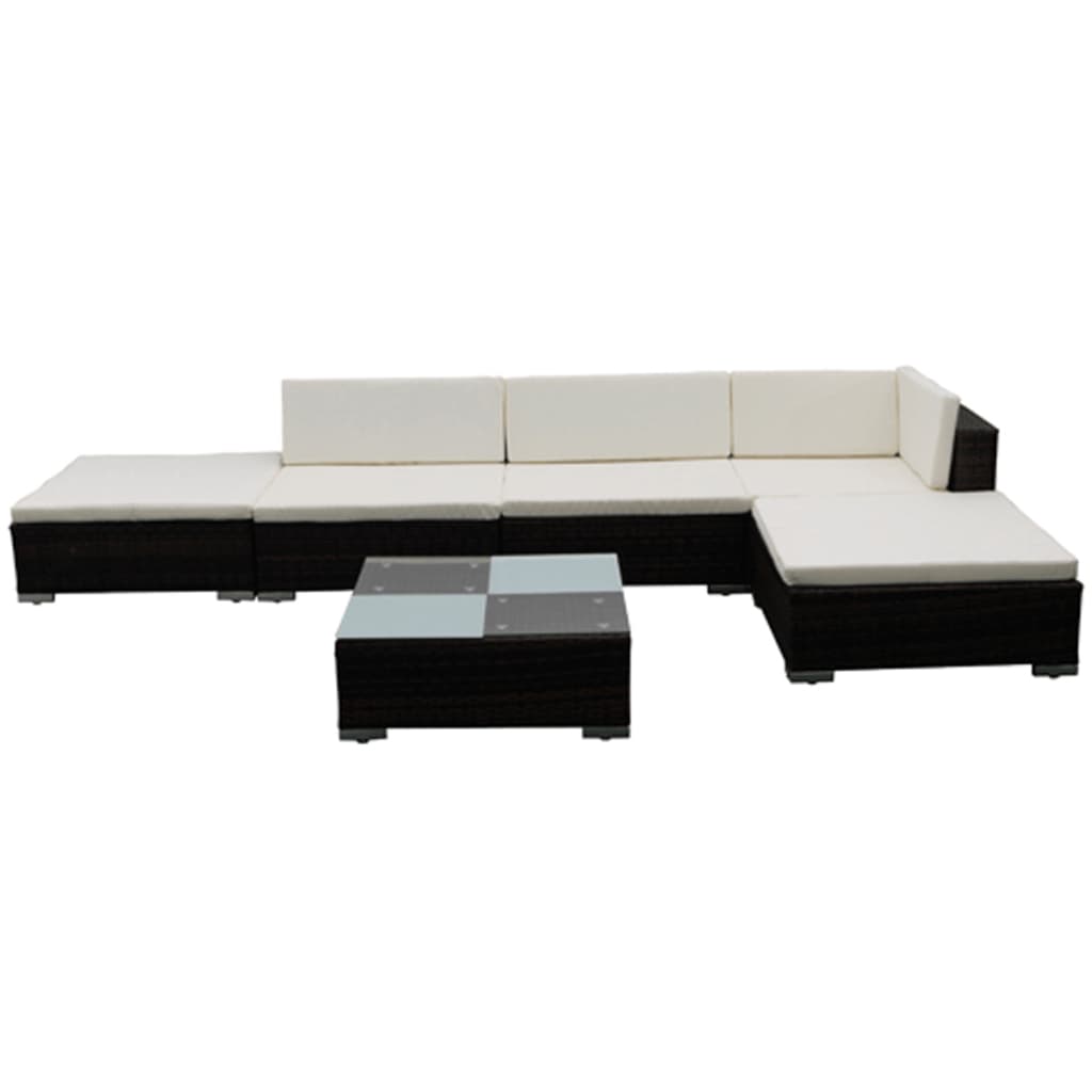 -Delige Loungeset Met Kussens Poly Rattan