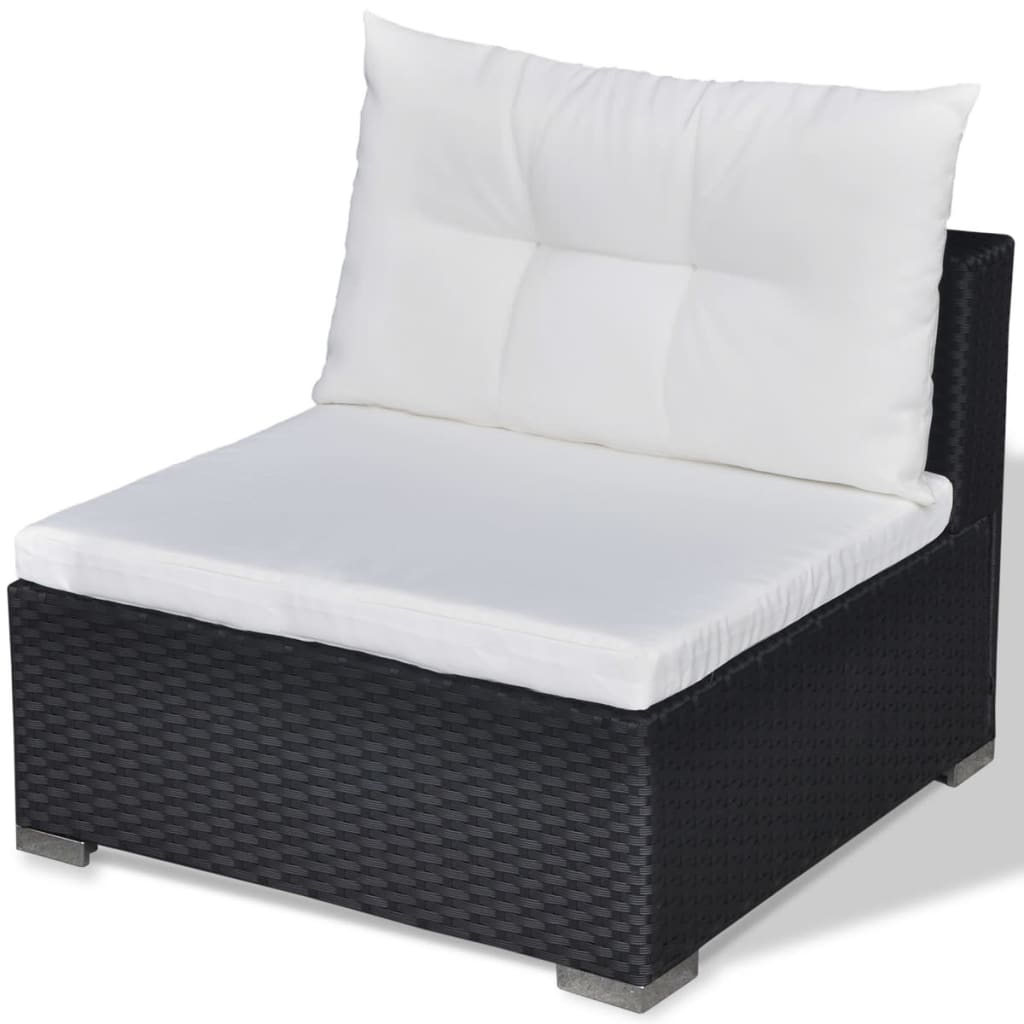 5-Delige Loungeset Met Kussens Poly Rattan Zwart