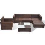 6-Delige Loungeset Met Kussens Poly Rattan Bruin