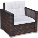6-Delige Loungeset Met Kussens Poly Rattan Bruin
