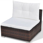 6-Delige Loungeset Met Kussens Poly Rattan Bruin
