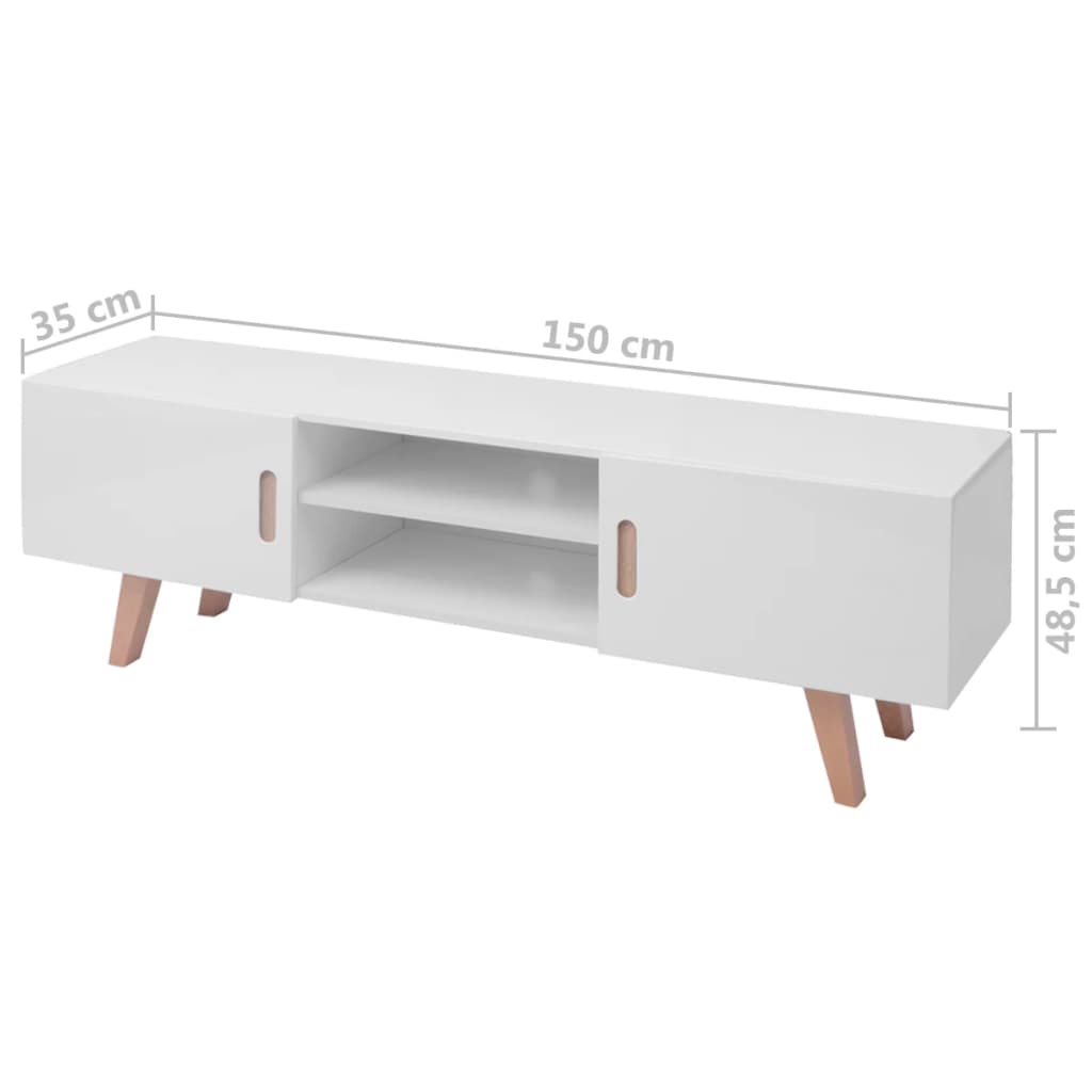 Tv-Meubel 150X35X48,5 Cm Mdf Hoogglans Wit