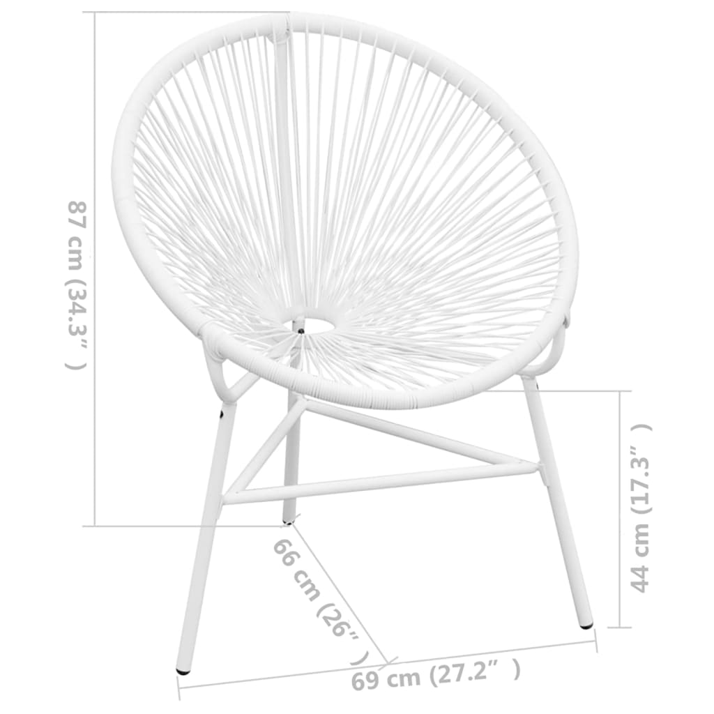 Tuinmaanstoel Poly Rattan Wit