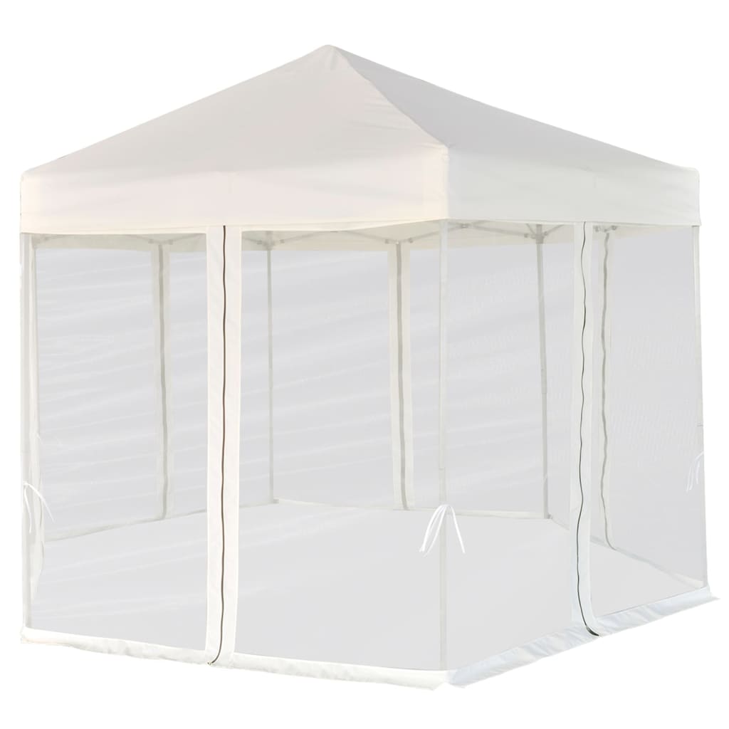 Partytent Pop-Up Zeshoekig Met 6 Zijwanden 3,6X3,1 M Wit