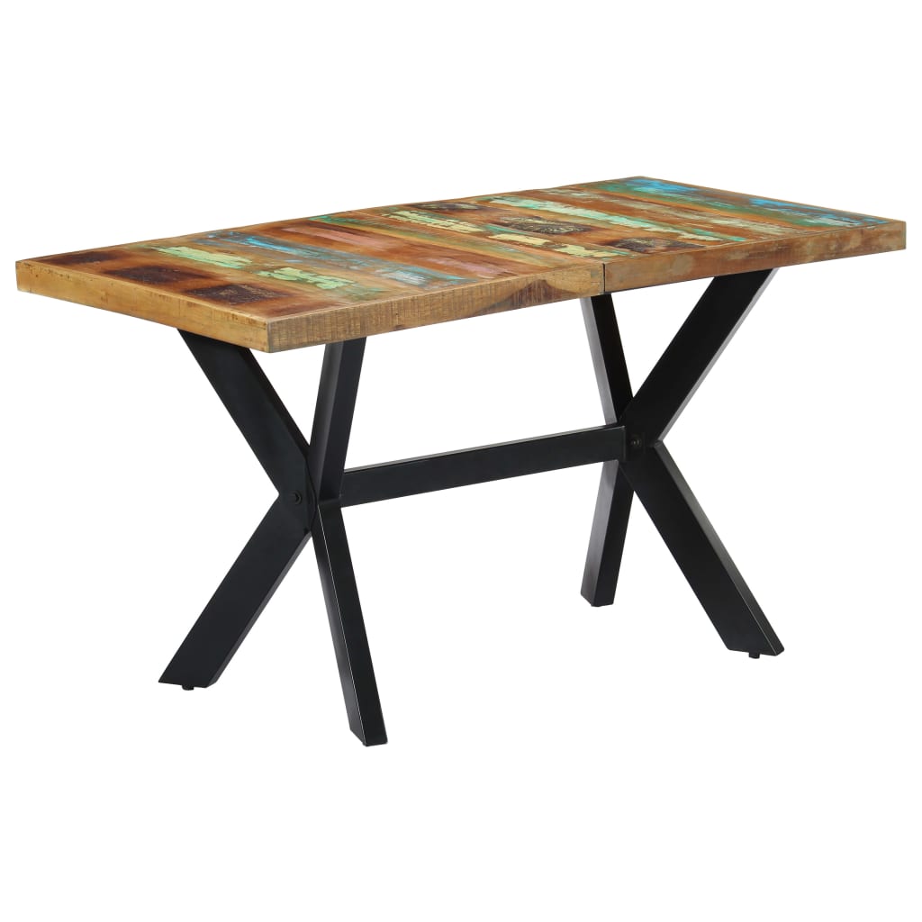 Eettafel 180 Cm Massief Gerecycled Hout En Stalen Kruis