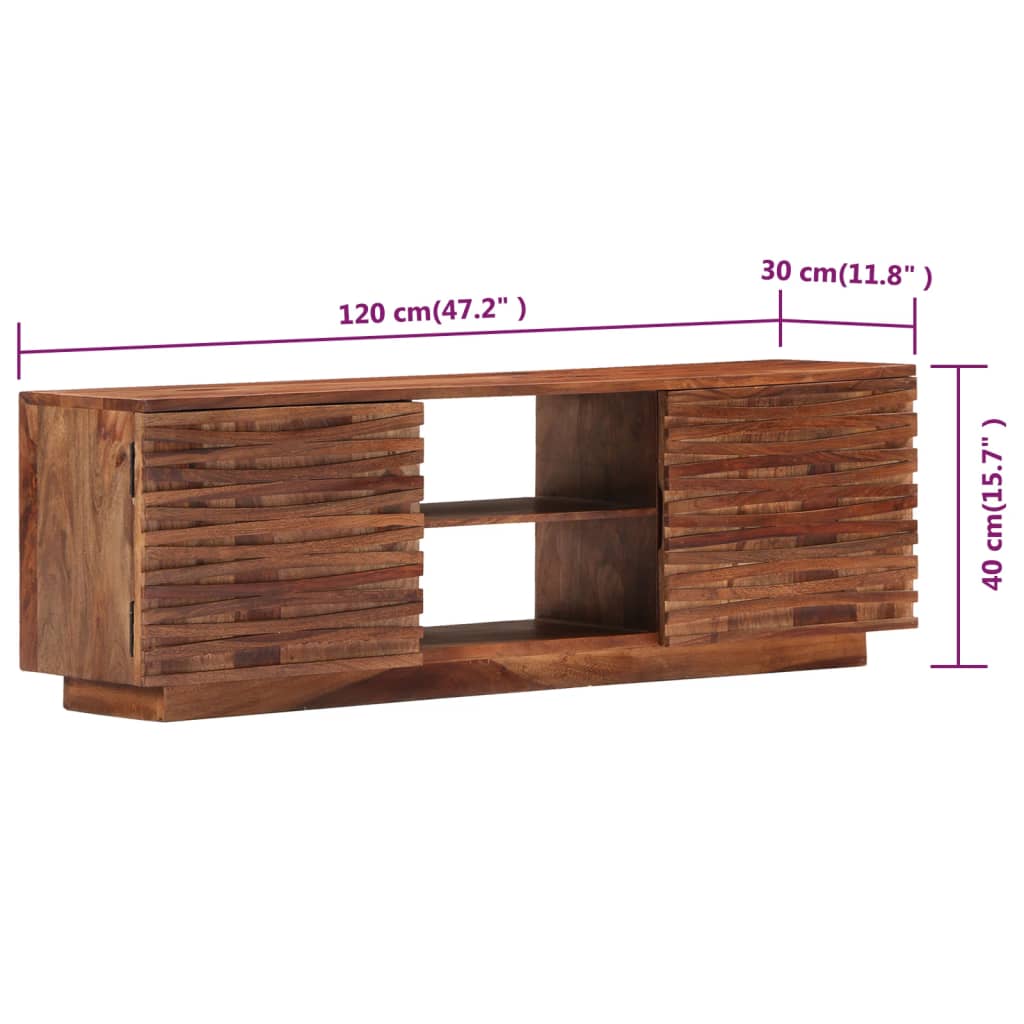 Tv-Meubel 120X30X40 Cm Massief Sheeshamhout