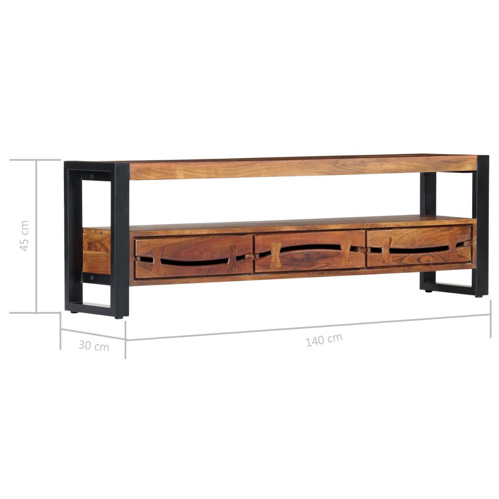 Tv-Meubel 140X30X45 Cm Massief Acaciahout