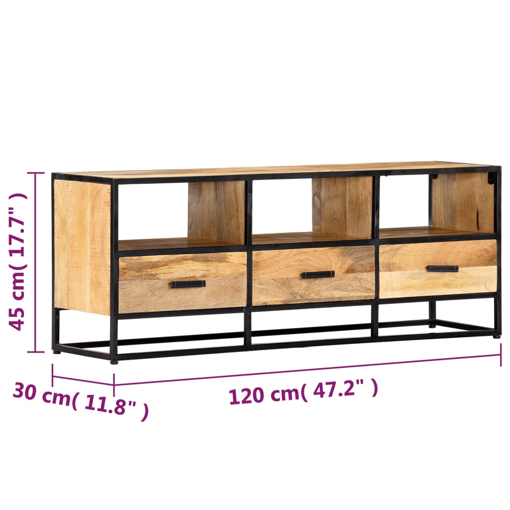 Tv-Meubel 120X30X45 Cm Massief Mangohout