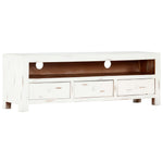 Tv-Meubel 120X30X40 Cm Massief Acaciahout Wit