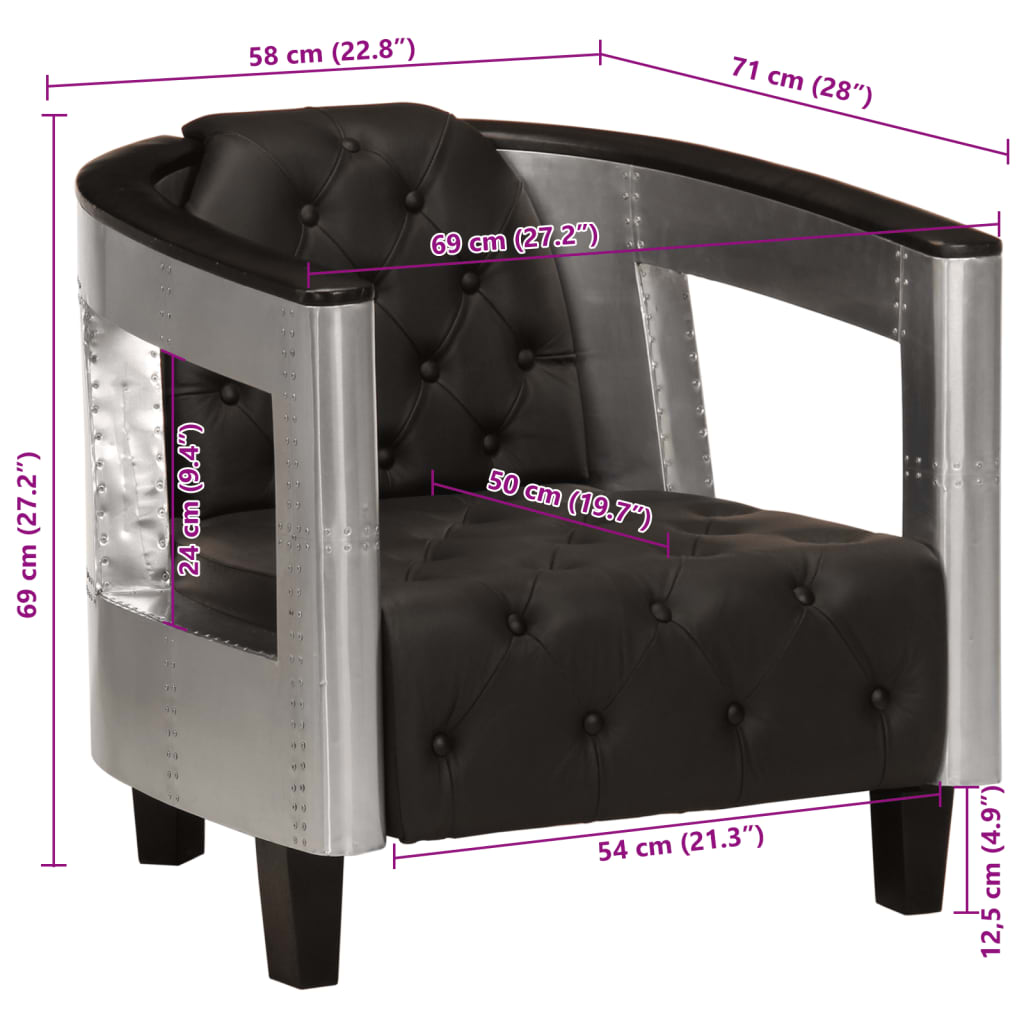 Fauteuil Luchtvaartstijl Echt Leer