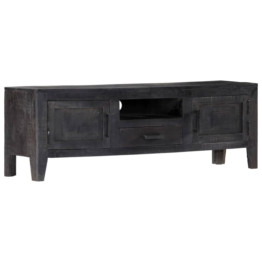 Tv-Meubel 118X30X40 Cm Massief Mangohout Zwart